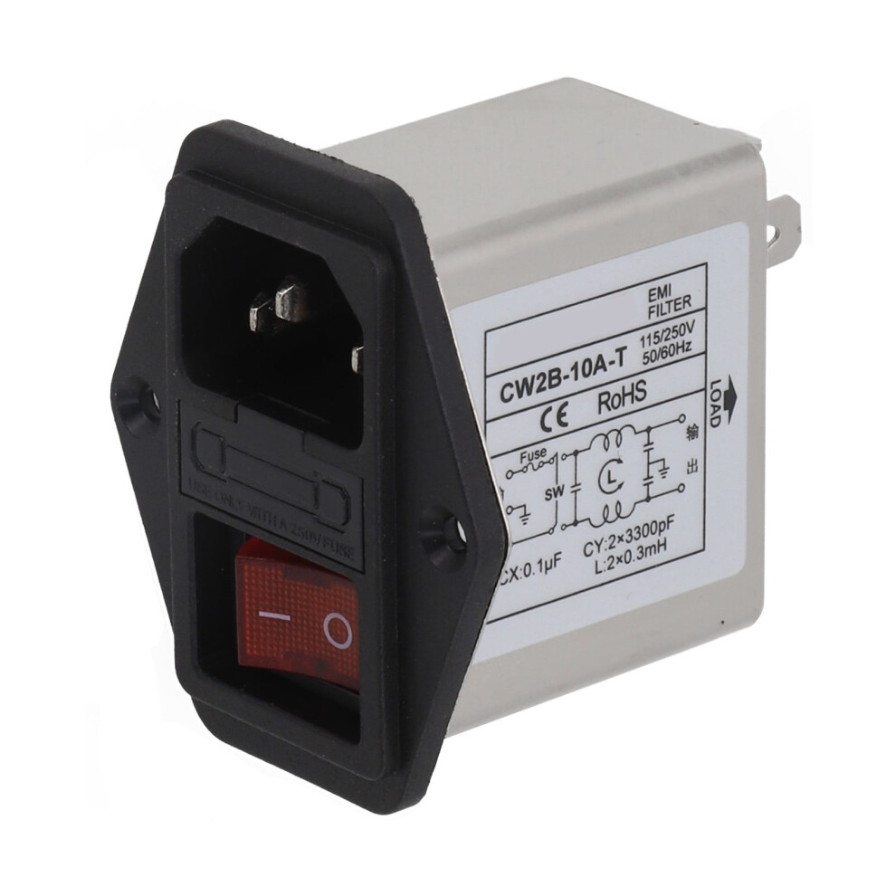 1X 3A 6A 10A Cw2b-T Cw2c-T Iec Socket Type Power Filter With Light Safety Switch 9191629743469