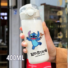 Lilo&Stitch 560/600/400ML Water Cup Children Portable Plastic Transparent Straw Stitch Outdoor Large Capacity Sport Water Bottle 4-12