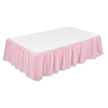 Warkul Baby Bed Cover, Plush Ball Ruffled Crib Skirt Toddler Adjustable Elastic Bedding (51.97x27.95x14.17")