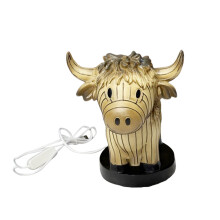 Cute Highland Cow Table Lamp with USB Ports, Bedside Mini Animal Lamp for Bedroom, Living Room, Dorm, Office - Compatible with USB Devices