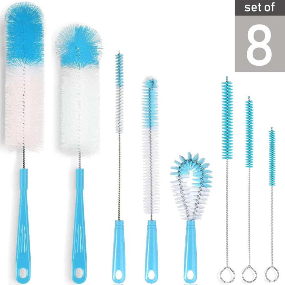 ZOUYUE 8-Pack Bottle Cleaning Brush Set - Long Handle Baby Bottle Cleaner compatible with Narrow Wine/Beer Bottles, Thermos, Hummingbird Feeder,