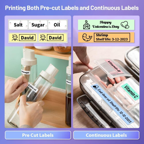 Label Maker Machine, Portable Bluetooth Mini Label Printer, Compatible with Smart Phone, Handheld Thermal Sticker Small Labeler, Multiple Templates, 2
