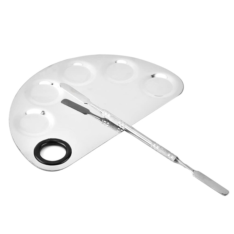 Makeup Mixing Palette with DualEnded Spatula, Stainless Steel Tray for Foundation, Lipstick, Eyeshadow