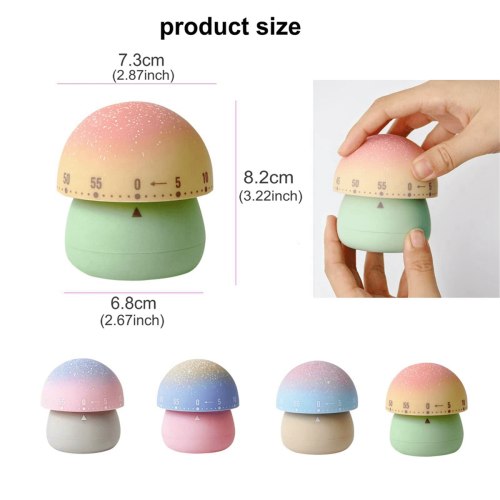 Mechanical Kitchen Timer, Wind Up 60 Minutes Manual Countdown Timer for Classroom, Home, Study and Cooking (Pink Base) 1