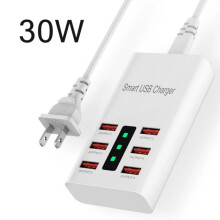 EIGTHTAIL 6-Port USB Charging Station Wall Charger Power Hub Strip, compatible with iPhone, iPad, Galaxy and more