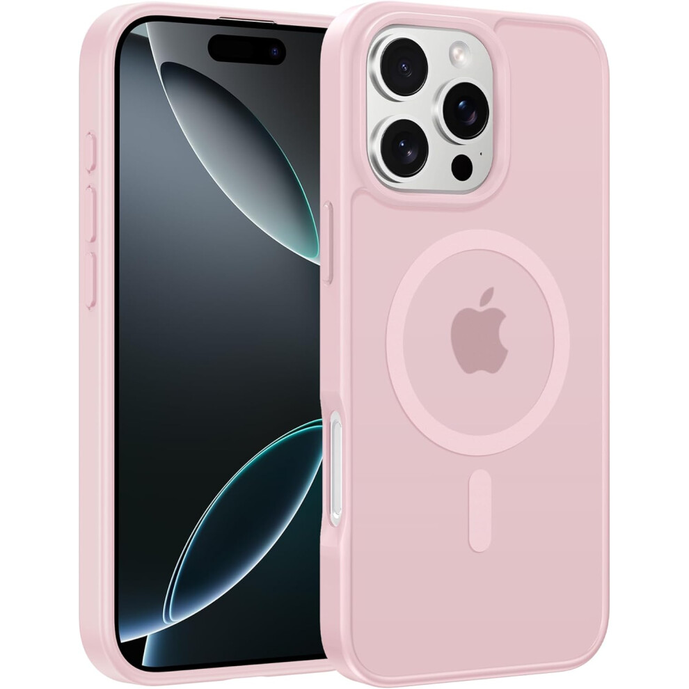 Magnetic Matte Translucent Case For Iphone 16 Pro - Military Grade Shockproof Thin Rugged Bumper Cover (Pink) Pink 9027700907102
