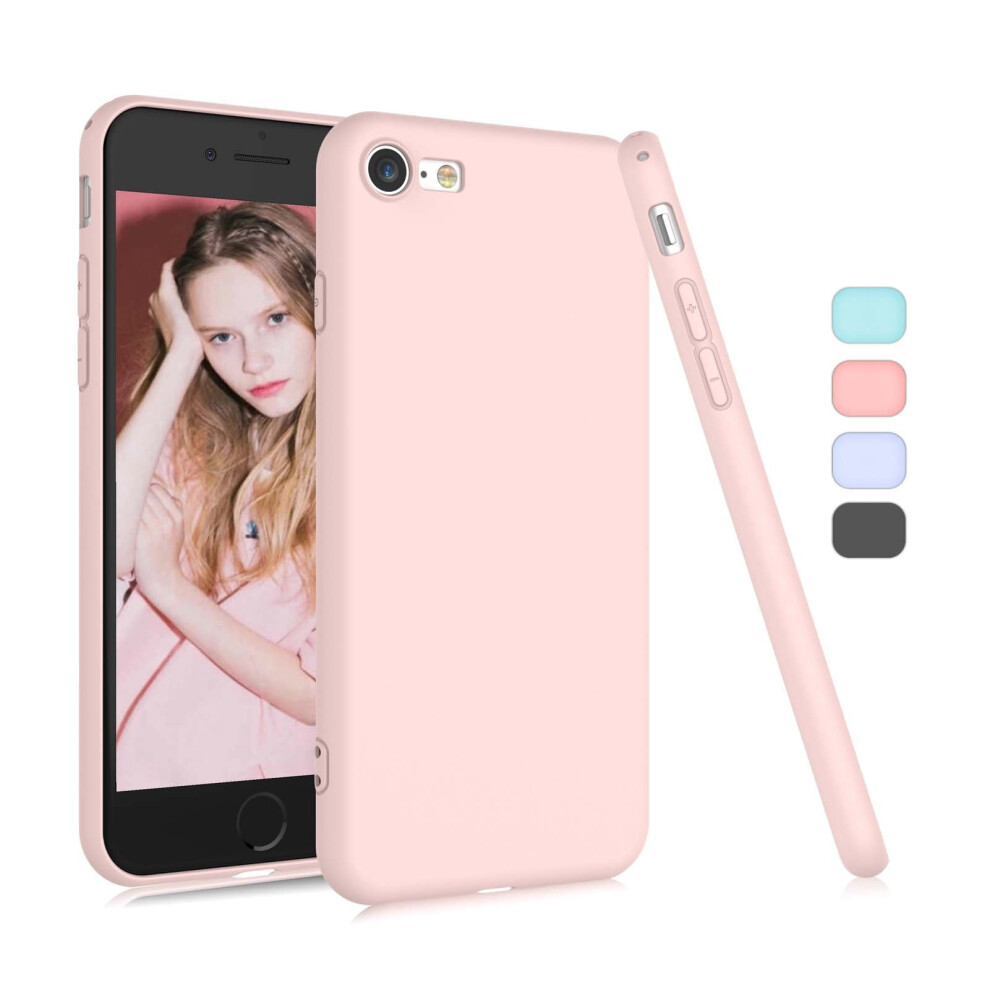 Compatible With Iphone Se 2 2020 / 7 8 4.7" Cases, Anti-Slip Silicone Gel Bumper Soft Microfiber Lining Slim Hard Shell Protective Cover - Pink 9027700907058