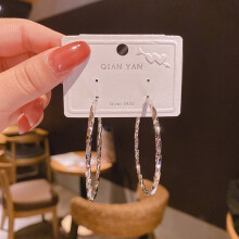 Summer New Color Texture Ring Stud Earrings Temperament Fashion Personality Light Luxury S925 Silver Needle Earrings