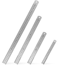 Eease 4 Pcs Stainless Steel Rulers Double-Sided Scale Metal Rulers Measuring Tools