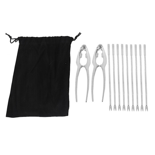Seafood Kit, Stainless Steel Crab Bone Cracker & Forks Nutcracker Set Shellfish Peeler 12pcs