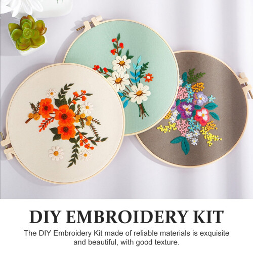 3 Sets Embroidery Material Pack Thread Kit Plastic Polyester 1