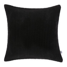 Soft Corduroy Striped Velvet Square Decorative Throw Pillow Cusion For Couch, 18" x 18", Black, 1 Pack