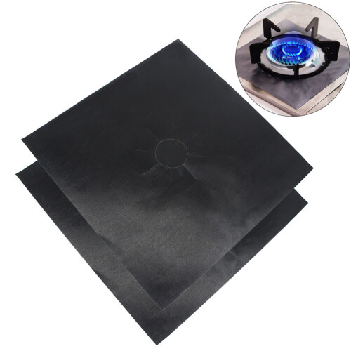2pcs Universal Heavy Duty Oven Liners Hob Protector Sheets (Black)