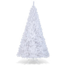 Topbuy White Holiday Pine PVC Artificial Christmas Tree, with Stand 8'