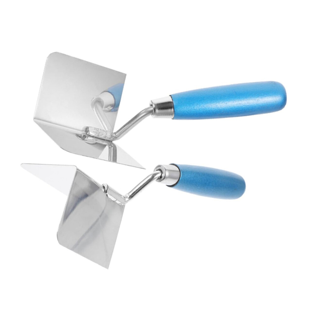 2Pcs Stainless Steel Drywall Corner Trowel Set With Ergonomic Handle For Inside And Outside Finishing 9455672533317