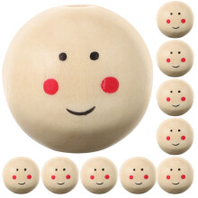 Masteelf 20pcs Wood Color Smiling Face Doll Head Wooden Bead Loose Beads DIY Jewelry Accessories (Boys 25mm)