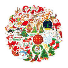 DAMIFU 100pcs Christmas Sticker Shiny Style waterproof Holiday Party present Decoration shiny style A 100PCS