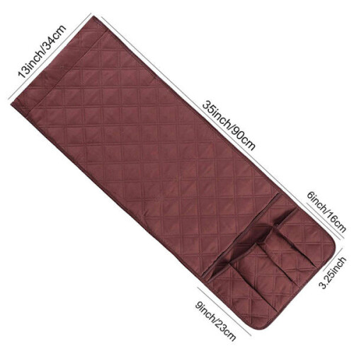 5-Pockets Sofa Storage Armrest Organizer Hanging Bedside Table Bag Wine Red 2