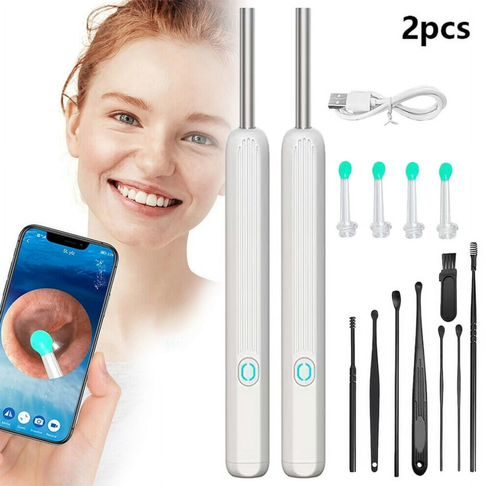 SUGARMOM Ear Wax Removal with Camera 1296P HD Wireless Earwax Remover Tool with 6 LED Lights and 8 Ear Pick Kit Ear Cleaner for iOS & Android (Black)
