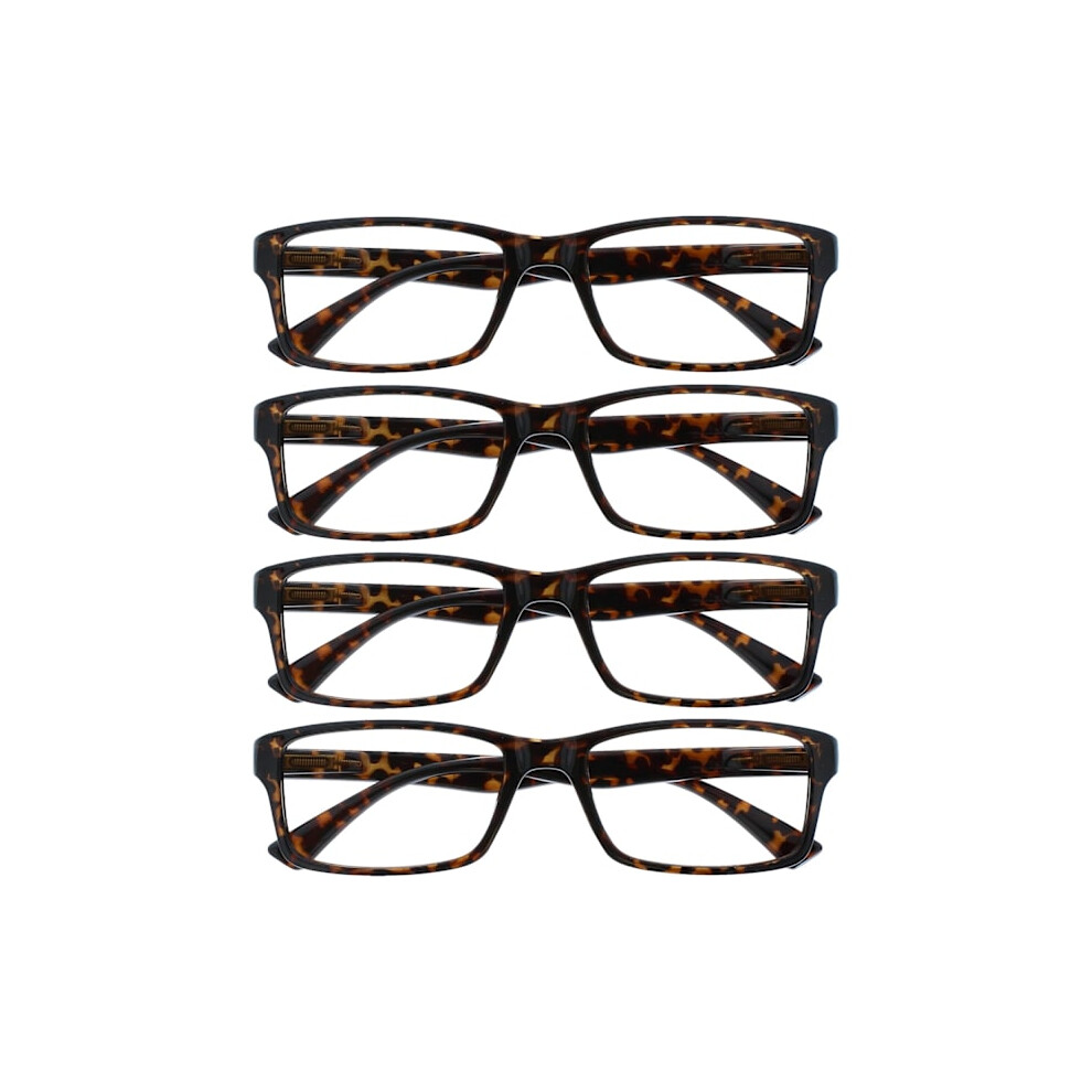 Tortoiseshell Reading Glasses 4-Pack +1.50 Magnification, Compatible With Rrrr92-2, Designer Style For Men & Women Brown 9399596490328