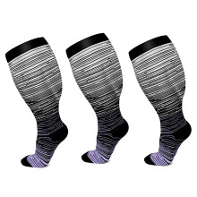 3 Pairs Compression Socks Plus Size Women Men Sports Socks 20-30 mmHg(Gray-2XL)