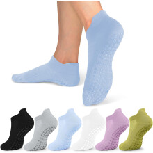 6 Pairs Pilates Socks with Grips for Women-Non-Slip Yoga Socks for Ballet Dance Barefoot Workout Pregnant Crew Socks