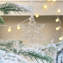Mouliraty Christmas Tree Decorations Clear Acrylic Snowflakes & Stars - Christmas Tree Ornaments, Crystal Texture Snowflake Star Charm