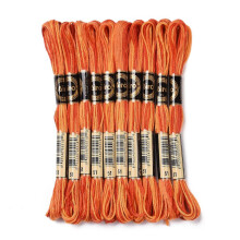 1Bag 10 Skeins 6-Ply Polyester Embroidery Floss Cross Stitch Threads Segment 0.5mm about 8.75 Yards(8m)/skein