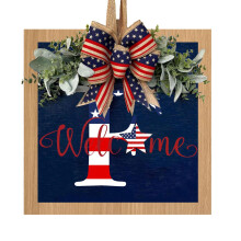 Hand Crafted Patriotic 4th of July Wreath, Memorial Day Door Sign, Welcome Decor Outdoor Hang - compatible with XIUH Home Decoration