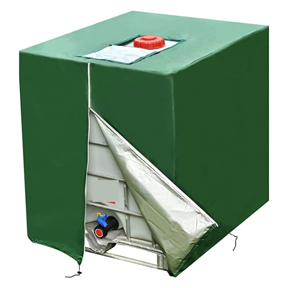 1000L Ibc Tank Cover Waterproof Uv Resistant Heavyduty Oxford Cloth With Zipper Green 9455672533454