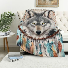 Wolf Blanket Gifts Cute Throw Blanket for Adults Kids - White Soft Plush Blankets for Bed, Couch & Travel 60x80in