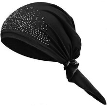 Sweat-Resistant Skull Cap Hat Helmet Liner Quick Drying Bandana Headscarf Bicycle Head Pirate Shawl Chemo Hat Black