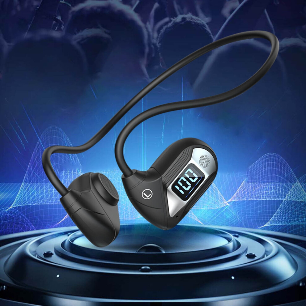 Avtoify Earless Conduction Ultra-Long Wireless Bluetooth Sports Neck Headset Black 9085618734388