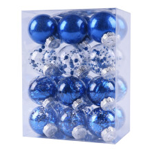 Quinlira 24Pcs Christmas Ball Ornaments, Plastic Hanging Decorations, 2.36inch, Blue - Compatible with Xmas, Wedding, Birthday Party