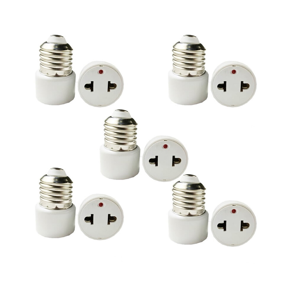 Qifei E27 Us/Eu Plug Socket Adapter, Easy To Install, 2-Prong, Convert Light Bulb To Outlet Socket Adapter 5Pcs 9085618736863
