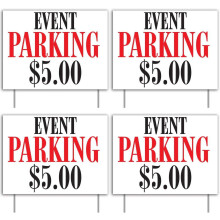 Store Yard Sign Outdoor Lawn Signs- Event Parking $5, 18 inches X 24 inches Set of 4