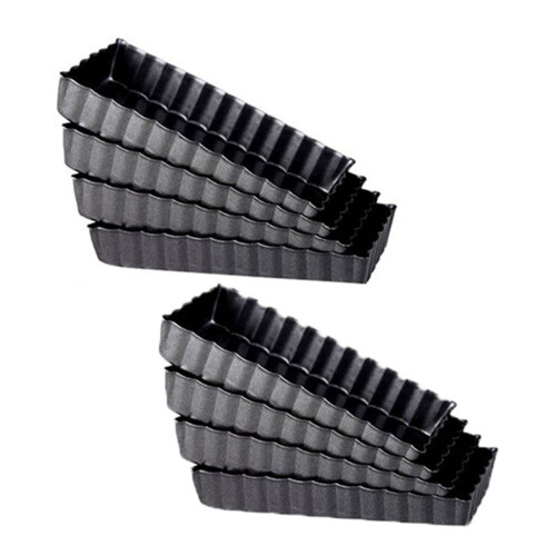 8 Pcs Non-Stick Quiche Tart Pans with Removable Bottom,for Baking