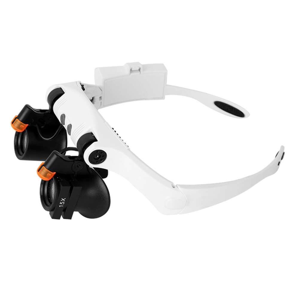 Meterk Headband Magnifier Eye Loupes Eyeglass Style Hands-Free Magnifying Multiple Magnifications with Warm and Cool LED Lights