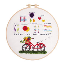Chicmine 1 Set Embroidery Kit Homemade Bright Color DIY Cross Stitch Tool with Bamboo Needlework Hoop Household Supplies