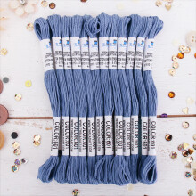 12 Skeins ThreadArt Premium Egyptian Cotton Embroidery Floss | Dusty Blue | 6-Strand Divisible 8.75yd | Compatible with Hand Embroidery, Cross
