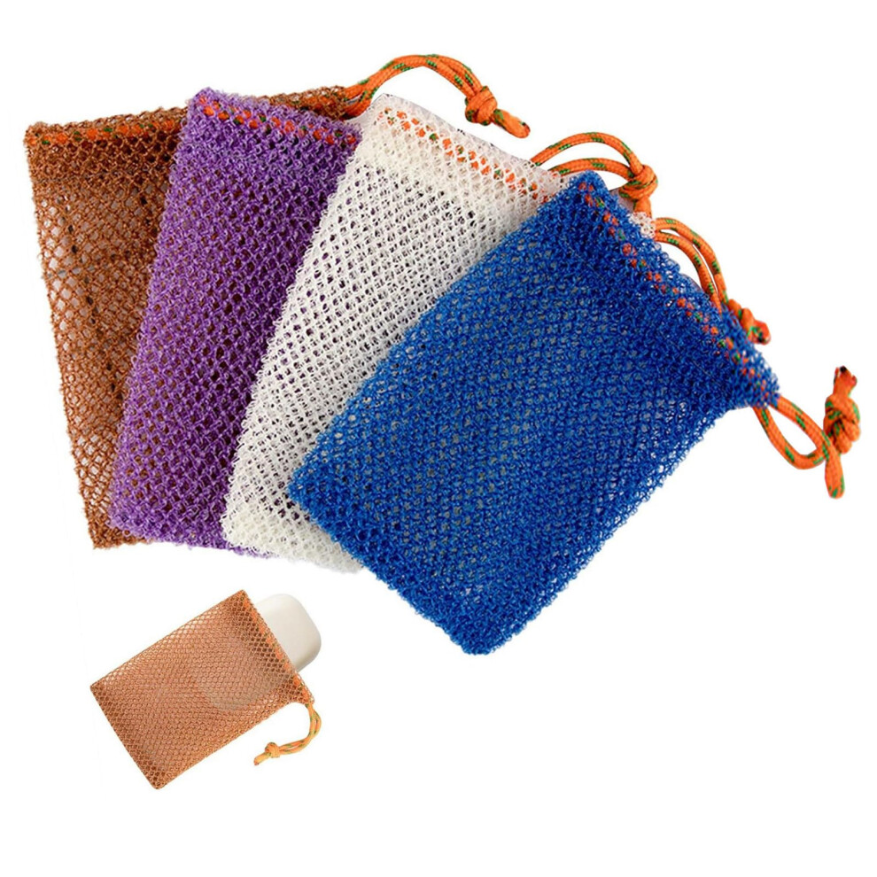8Pcs African Exfoliating Soap Bag Set, Nylon Saver Pouches for Gentle Skin Care and Rich Lather