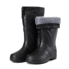 Men's Waterproof Snow Boots Fur Lined AntiSlip Barrel Winter Rain Boots for Outdoor Work Black 9.5