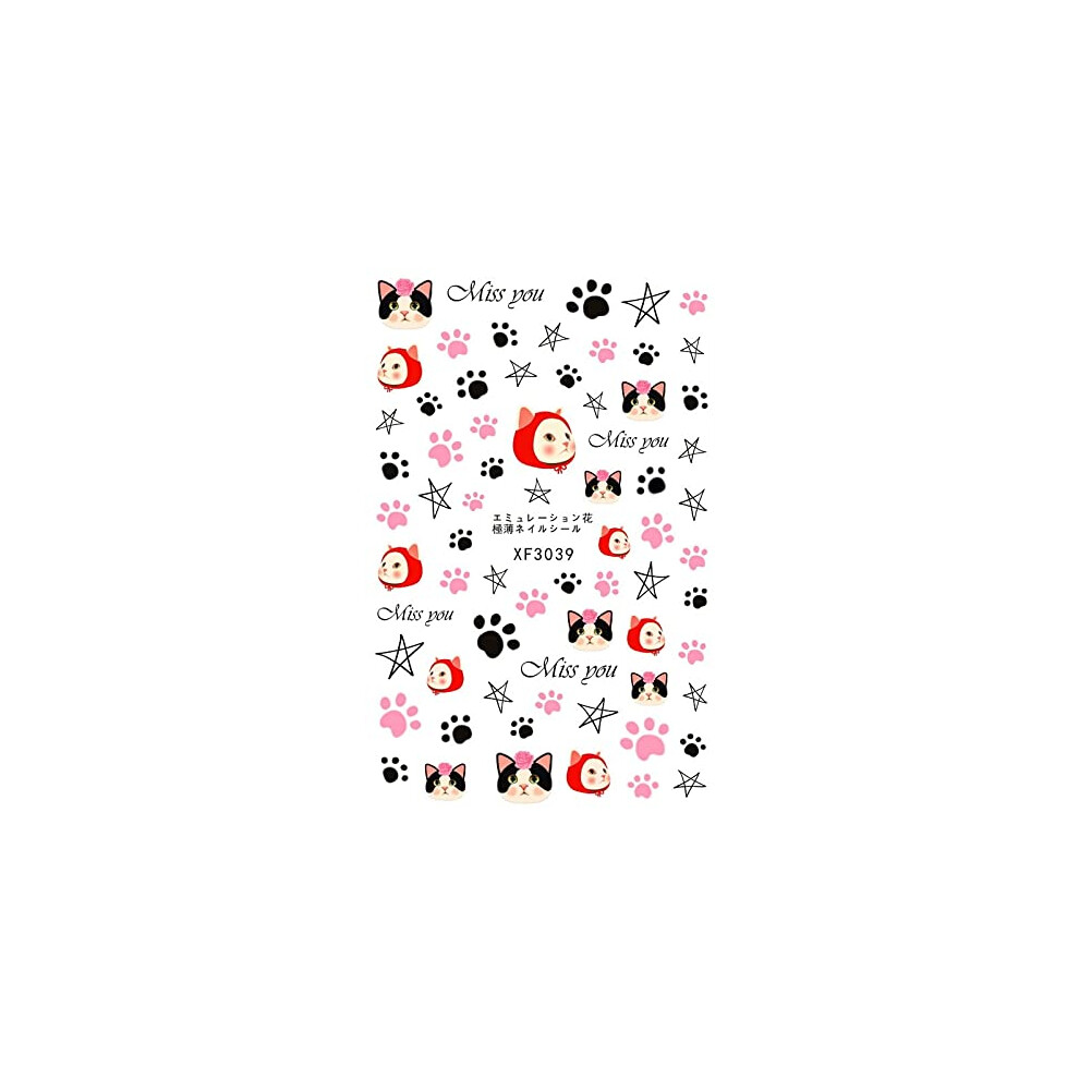 Cute Foil Nail Art Stickers XF3039 Easy Transfer Decals for Professional Glossy Manicure