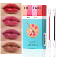 Lip Stain Cotton Swabs 20 Count, Waterproof Long Lasting Lip Tint for Women, 4 Colors