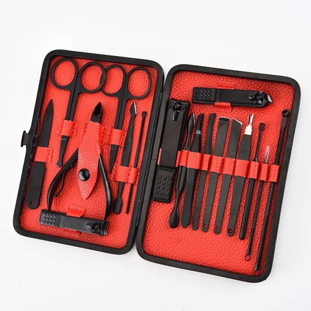 Manicure Set with Precision Stainless Steel Nail Care Tools, Compact Travel Pedicure Kit in Case