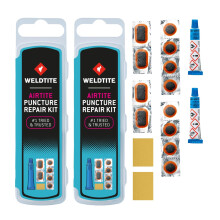 WELDTITE Airtite Bike Tyre Puncture Repair Kit 6 Patches with Traditional Feather Edge Quick Dependable Bike Inner Tube Fix Pack of 2