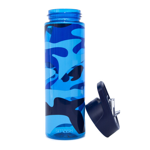 Smash Smash Sipper Water Bottle with Straw 700ml Blue Camo Design 2
