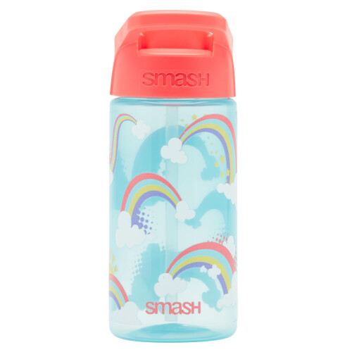 Smash Smash Water Bottle 450ml Light Blue Rainbow Design