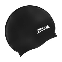 Zoggs Adult Silicone Swimming Cap with Embossed NonSlip Inner Surface Black