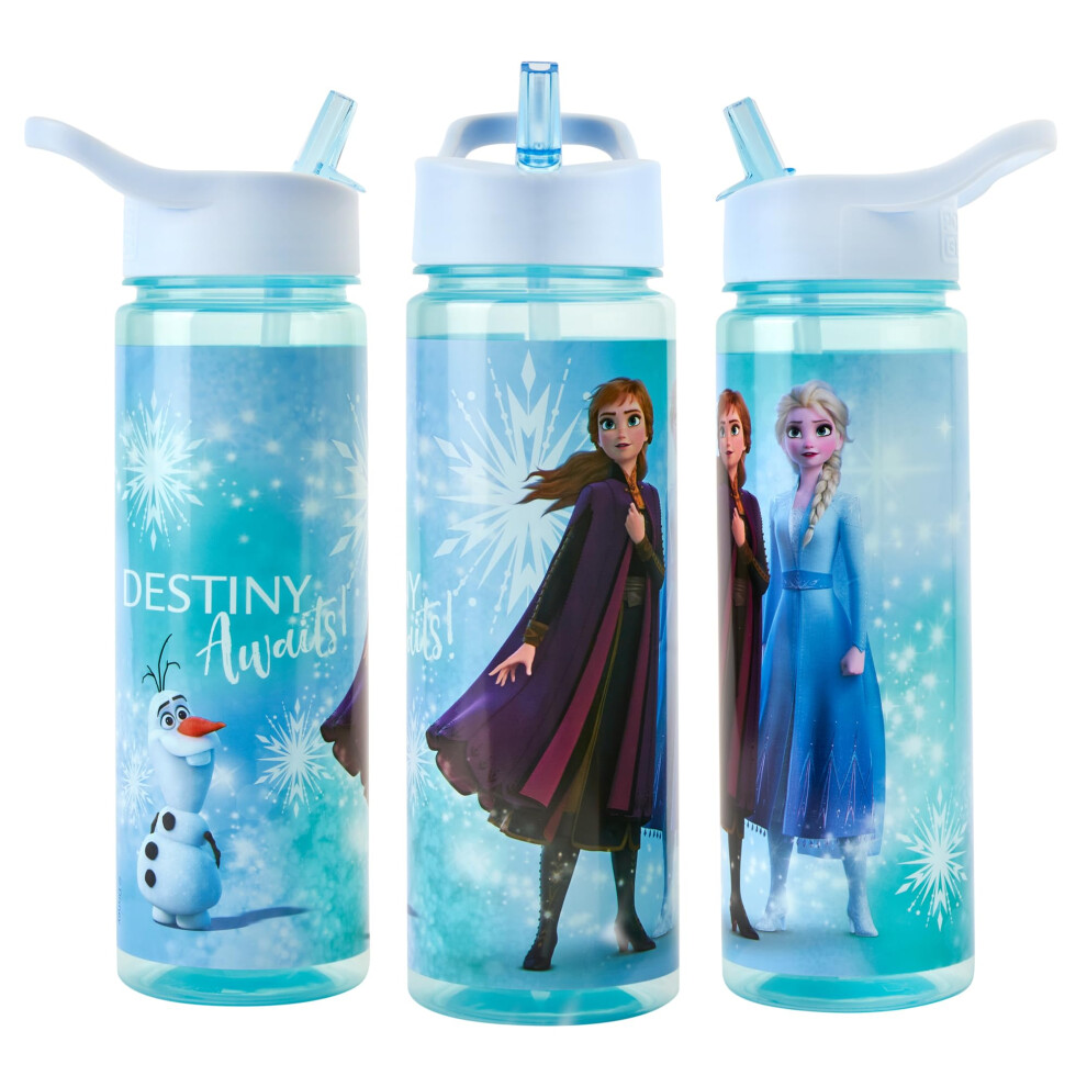 Disney Frozen Sparkle Water Bottle Flip Up Straw 600Ml – Official Merchandi
